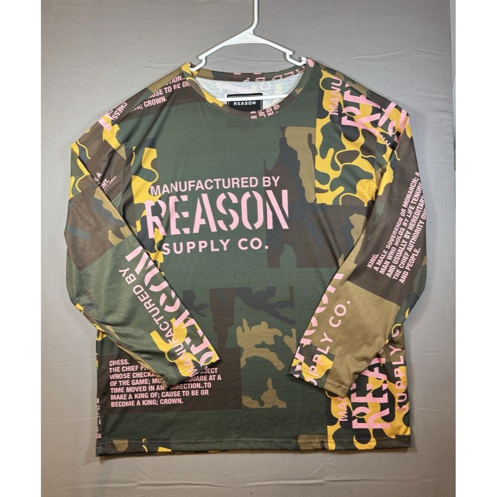 Reason Supply Co Men's Multicolor Camo Long Sleeve Crew Neck T-Shirt Size 3XL